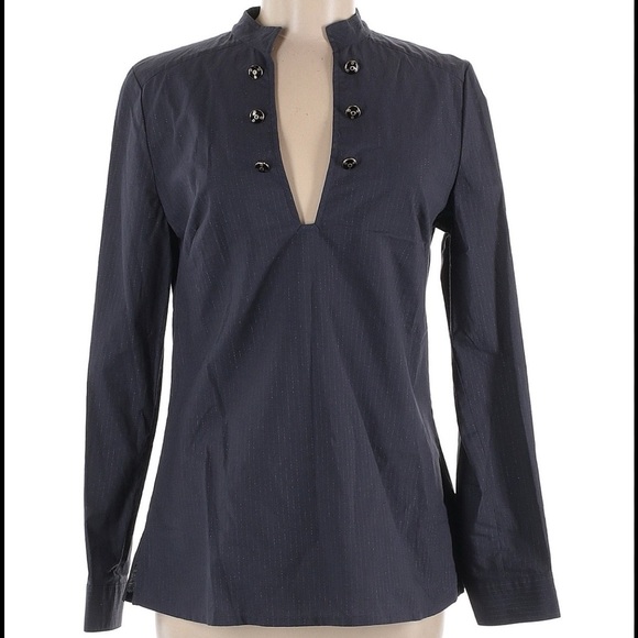 Joe's Jeans Tops - Joe's Jeans Gray V Neck Long Sleeve Buttoned Blouse M NWOT